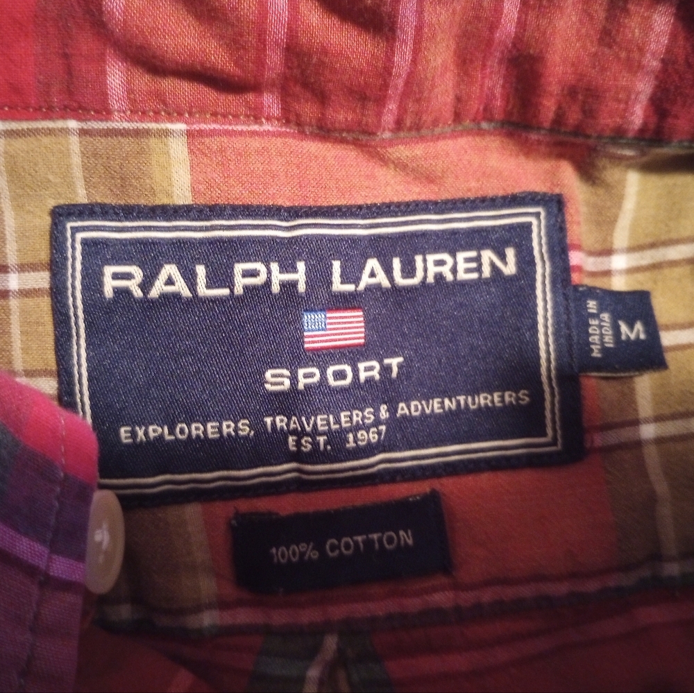 Ralph Lauren Sport men's short sleeve button down plaid shirt - Picture 5 of 5